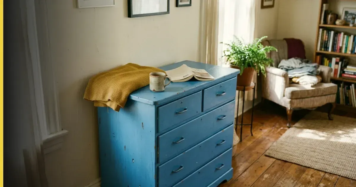 Making the most of a blue chest of four drawers
