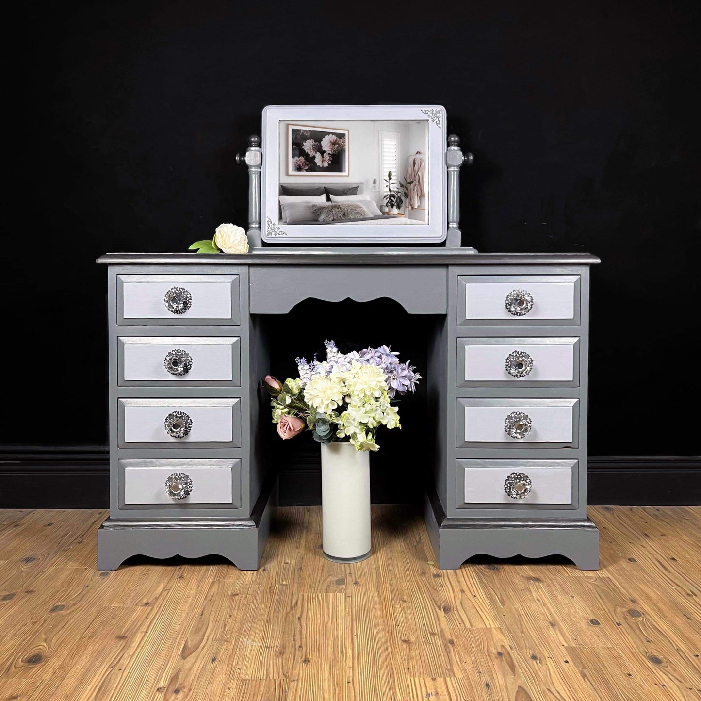 Grey and silver dressing table