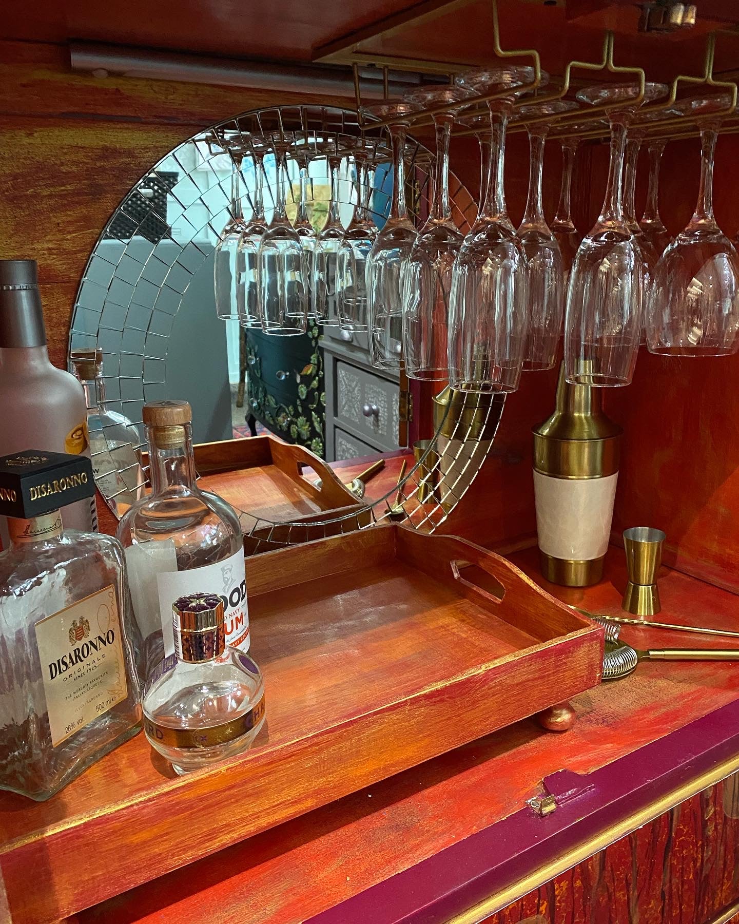 Vintage English Drinks Cabinet, Circa 1930 Cocktail Cabinet, Gustav Klimt Inspired Living Room Storage,