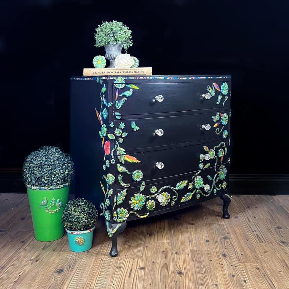 The Midnight Garden, beautifully bold, embellished 4 drawer chest